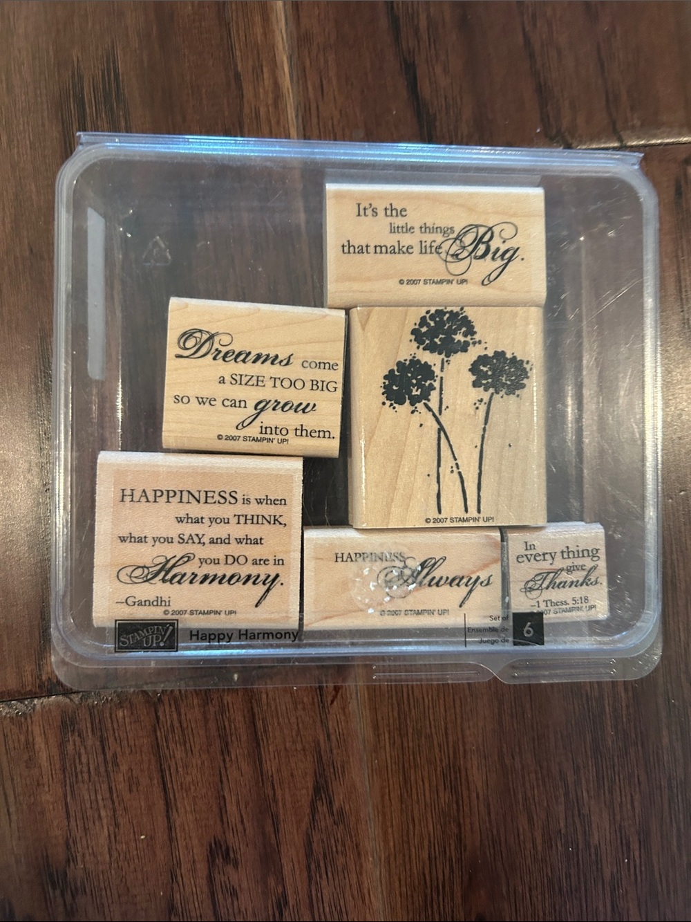 Stampin' Up! Happy Harmony Wooden Rubber Stamp Set of 6 Stamps